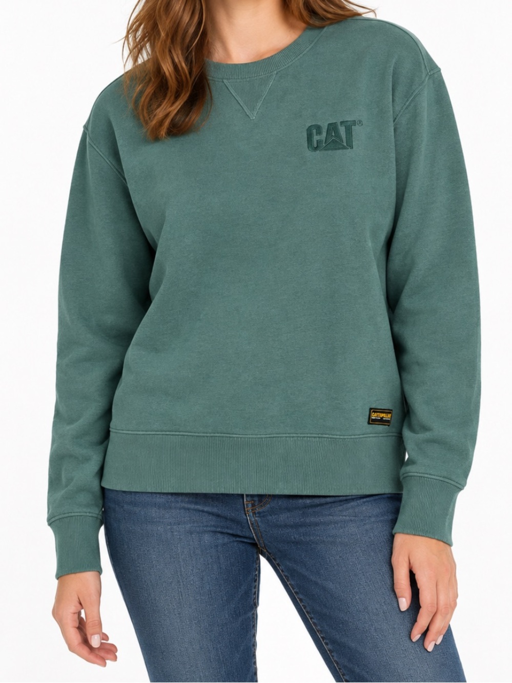 Caterpillar Green Sweatshirt Cotton Blend Medium